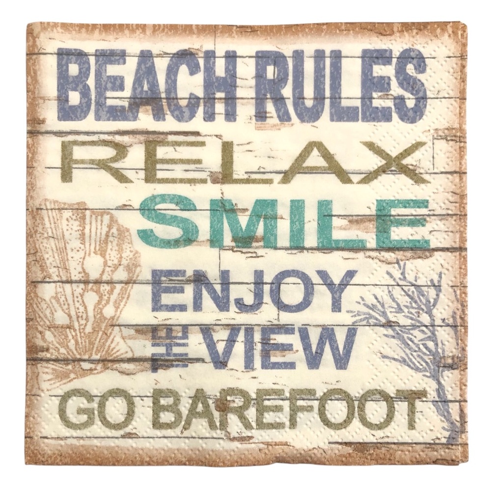 Set of Two (2) Beach Rules DIY Decoupage Cocktail Napkins by Creative Converting